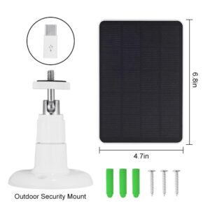 Solar Panel Charger -Weather Resistant, 4W 5V Solar Panel Wall Mounting Low-Power Solar Charging Panel Waterproof for Doorbell Security Camera,Bird Feeder Camera etc. with 300cm Cable Bracket