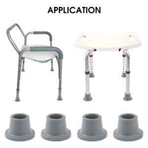 Shower Chair Leg Caps Heavy Duty 4 Pack Shower Chair Tips Replacement Rubber Feet for Shower Chair, Bath Seat, Shower Stools, Non Slip Rubber Tips Suction Cup Feet 1-1/8" I.D