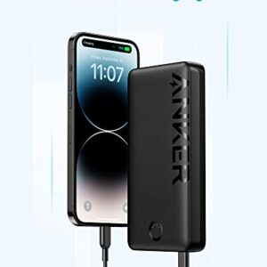 Anker Portable Charger, 20,000mAh Power Bank, Battery Pack with 2-Port, 15W High-Speed Charging for iPhone 15/15 Plus/15 Pro/15 Pro Max, 14/13/12 Series, Samsung Galaxy, and More (Black)