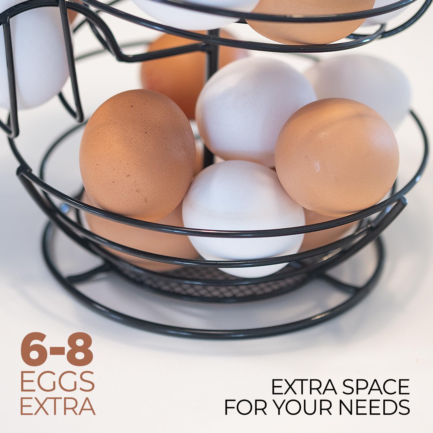 Fresh Egg Holder Countertop, Egg Skelter, Spiral Egg Holder with Storage Basket, Chicken Egg Holder, Large Capacity Egg Storage for Kitchen, Holds Up to 3 Dozen Eggs