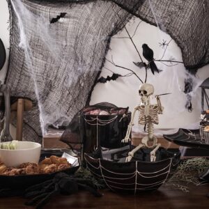 Bico Halloween Spider Web 9.5 inch Black Candy Ceramic Serving Bowl, for treats, chocolates, cookiess, Microwave and Dishwasher Safe