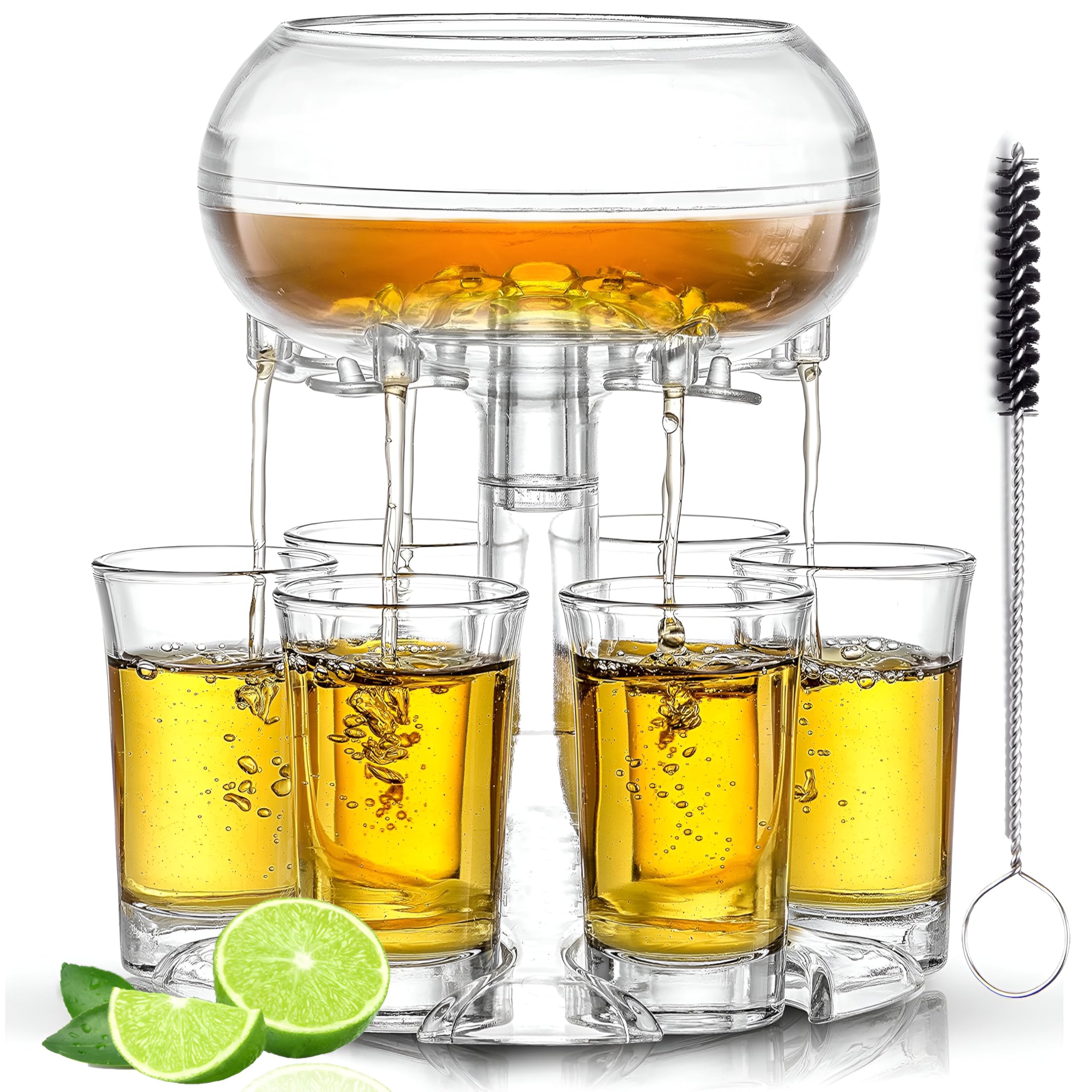 Etihub Shot Glass Dispenser And Holder - Party Drink Set For Liquor With 6 Glasses, Cool Glass Shots Game Accessories, Cute Of Fountains Fun 6x Pourer Bar Stuff, Unique 21 Birthday Parties Machine