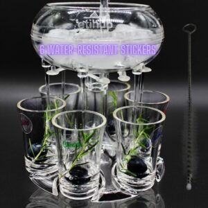 Etihub Shot Glass Dispenser And Holder - Party Drink Set For Liquor With 6 Glasses, Cool Glass Shots Game Accessories, Cute Of Fountains Fun 6x Pourer Bar Stuff, Unique 21 Birthday Parties Machine