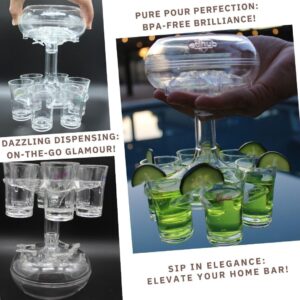 Etihub Shot Glass Dispenser And Holder - Party Drink Set For Liquor With 6 Glasses, Cool Glass Shots Game Accessories, Cute Of Fountains Fun 6x Pourer Bar Stuff, Unique 21 Birthday Parties Machine