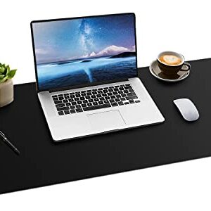 Boutilon Leather Desk Mat,Desk Pad,Desktop mat,Waterproof Desk Mat for Desktop, Desk Mat for Keyboard and Mouse,Leather Mouse Pad Protector for Office and Home,35"x 17"(L-Black)