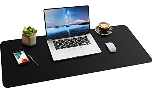 Boutilon Leather Desk Mat,Desk Pad,Desktop mat,Waterproof Desk Mat for Desktop, Desk Mat for Keyboard and Mouse,Leather Mouse Pad Protector for Office and Home,35"x 17"(L-Black)