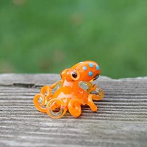 Orange Glass Tiny Miniature Octopus Souvenir Glass Octopus Souvenir Figurine Gift Art