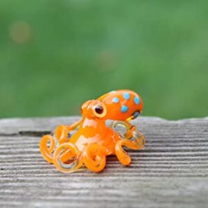 Orange Glass Tiny Miniature Octopus Souvenir Glass Octopus Souvenir Figurine Gift Art