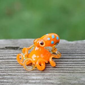 Orange Glass Tiny Miniature Octopus Souvenir Glass Octopus Souvenir Figurine Gift Art