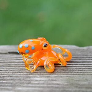 Orange Glass Tiny Miniature Octopus Souvenir Glass Octopus Souvenir Figurine Gift Art