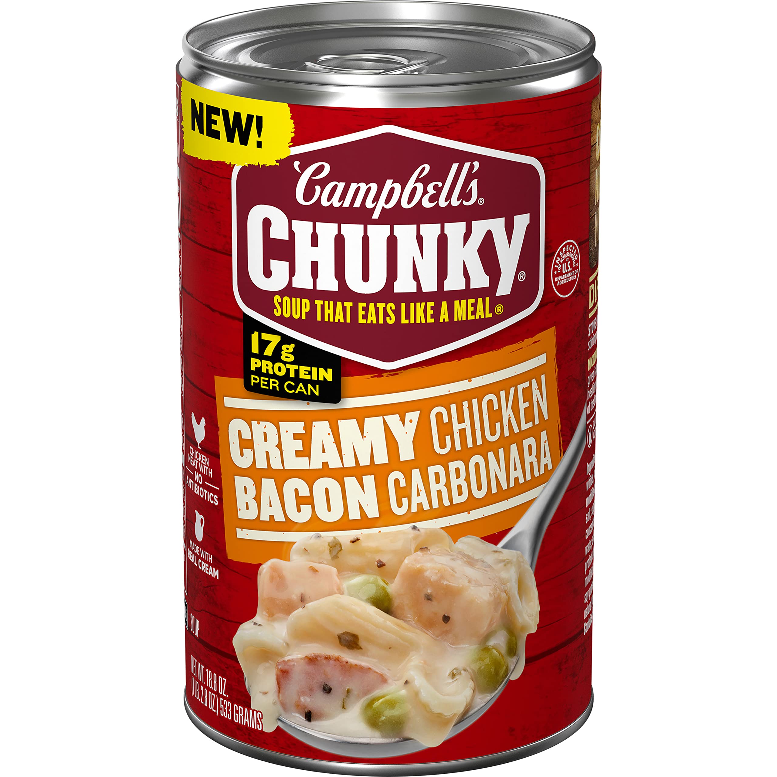 Campbell’s Chunky Soup, Creamy Chicken Bacon Carbonara Soup, 18.8 oz Can