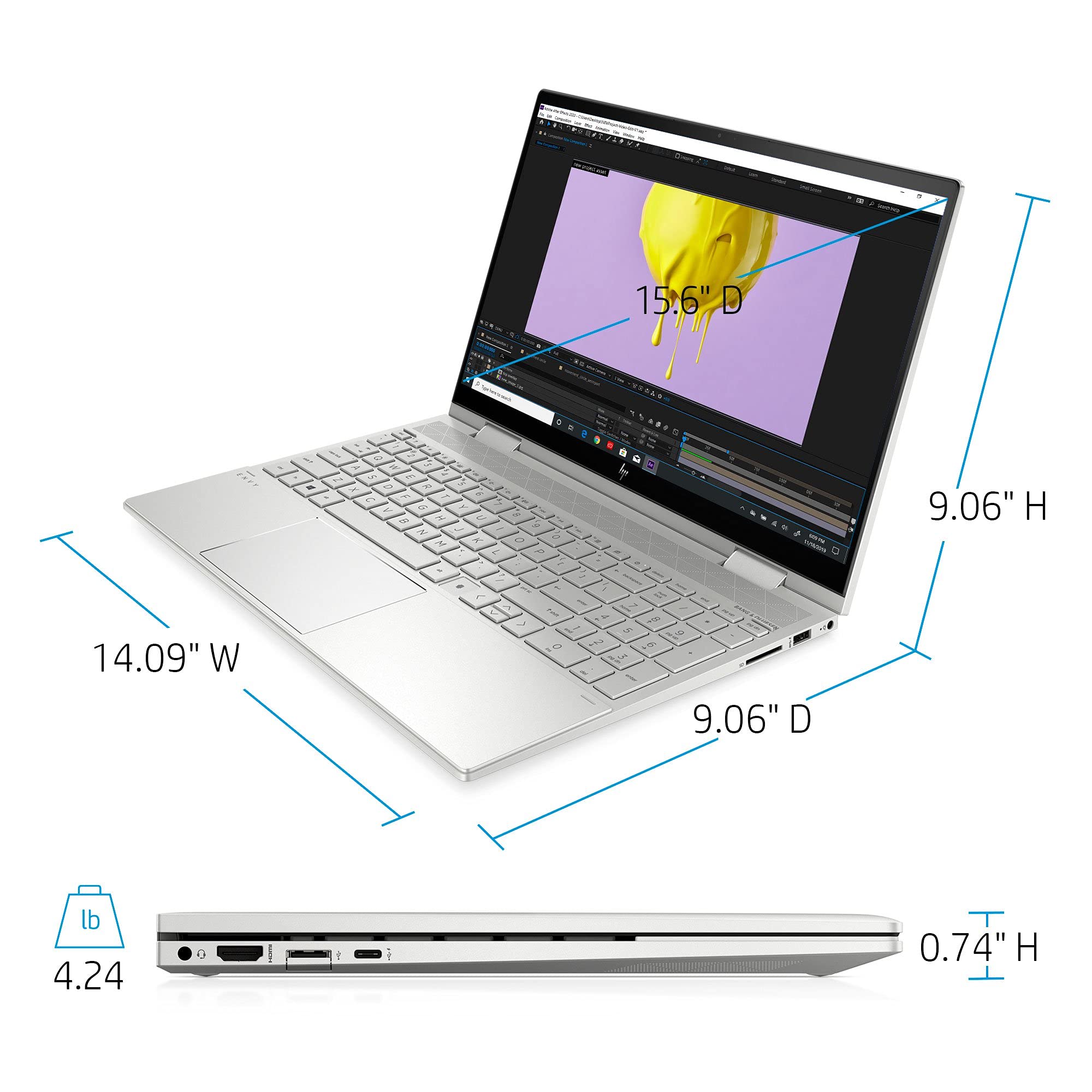 HP Newest Envy x360 Convert 15.6" FHD IPS Touchscreen Premium 2-in-1 Laptop, 11th Gen Intel Quad-Core i5-1135G7, 8GB RAM, 1TB PCIe SSD, Backlit Keyboard, Fingerprint, Windows 10 Pro + HDMI Cable