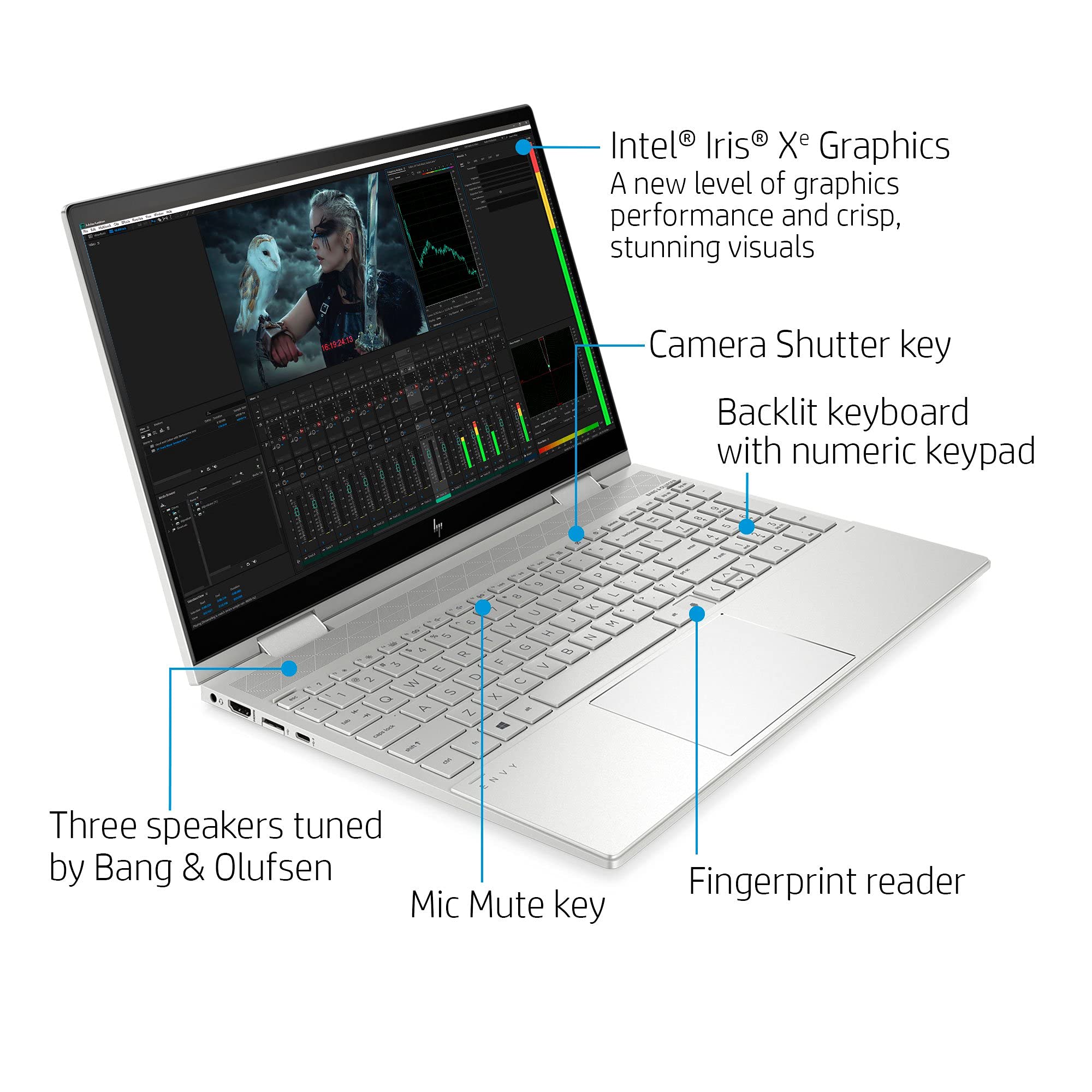 HP Newest Envy x360 Convert 15.6" FHD IPS Touchscreen Premium 2-in-1 Laptop, 11th Gen Intel Quad-Core i5-1135G7, 8GB RAM, 1TB PCIe SSD, Backlit Keyboard, Fingerprint, Windows 10 Pro + HDMI Cable