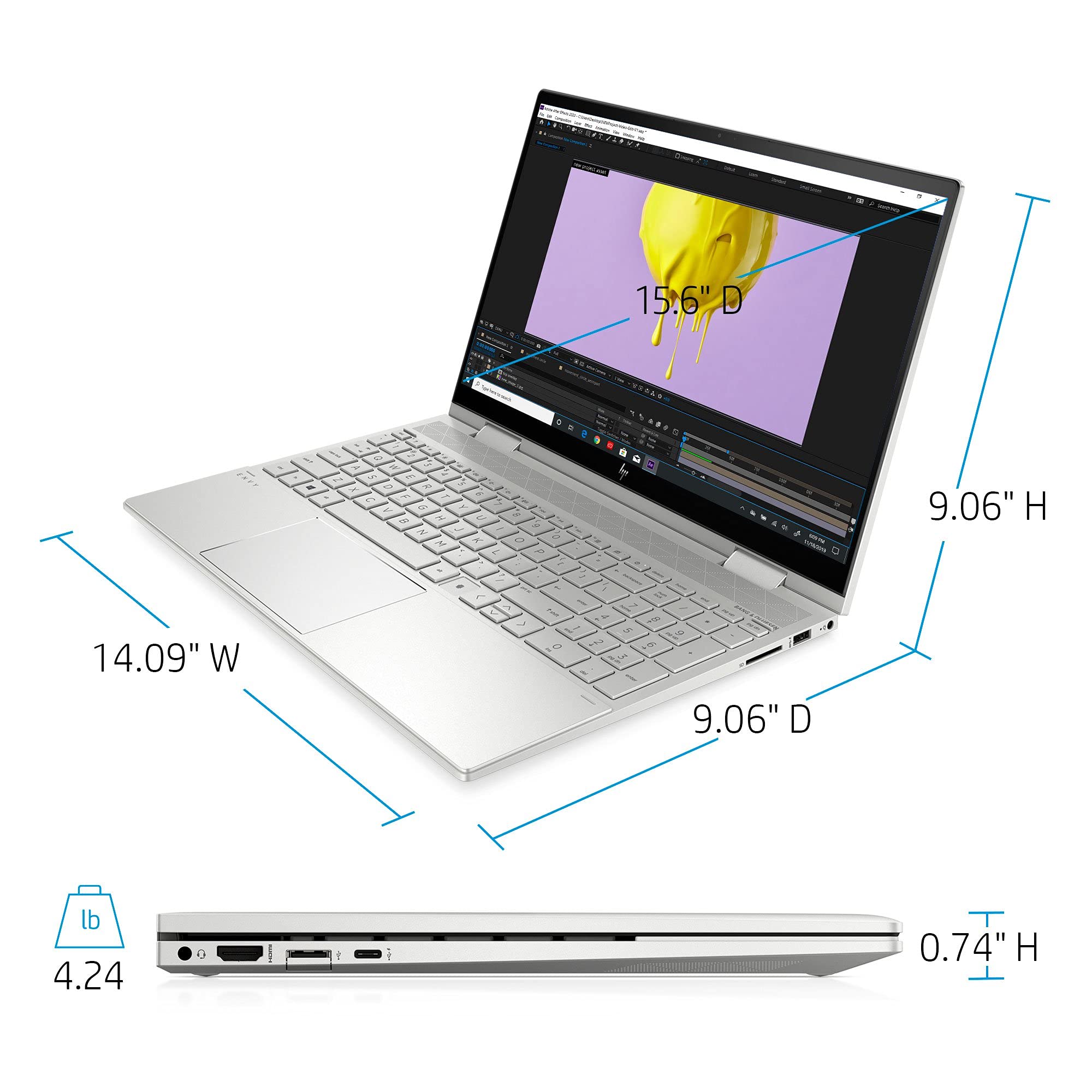 HP Newest Envy x360 Convert 15.6" FHD IPS Touchscreen Premium 2-in-1 Laptop, 11th Gen Intel Quad-Core i5-1135G7, 64GB RAM, 1TB PCIe SSD, Backlit Keyboard, Fingerprint, Windows 10 Home + HDMI Cable
