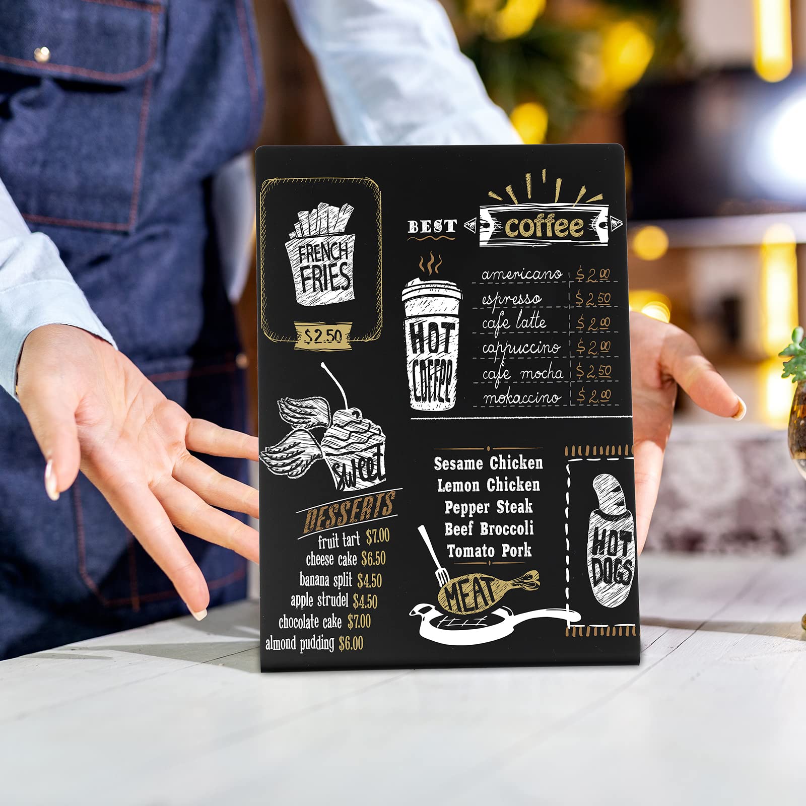 Sherr 2 Pieces 11 x 8.5 Inch Food Chalkboard Signs Small Chalkboard Labels with Stand Acrylic Table Sign Board Menu Blackboard Display for Restaurant Wedding Party Buffet