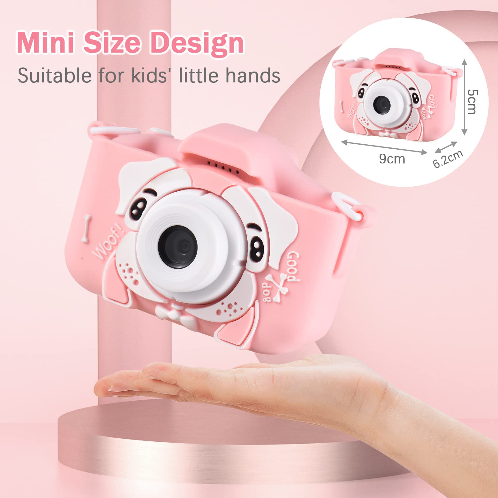 XIXIAN Mini Cartoon Kids Digital Camera 1080P Digital Video Camera for Kids Dual Lens 2.0 Inch IPS Screen Built-in Battery Cute Photo Frames Interesting Games with Neck Strap Birthday f