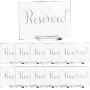 10 Sets Reserved Table Signs Clear Acrylic Wedding Signs Freestanding Reserved Signs with Holder Reserved Table Tent Sign for Seating Reception Restaurant Wedding Birthday Ceremony Decor Reservation