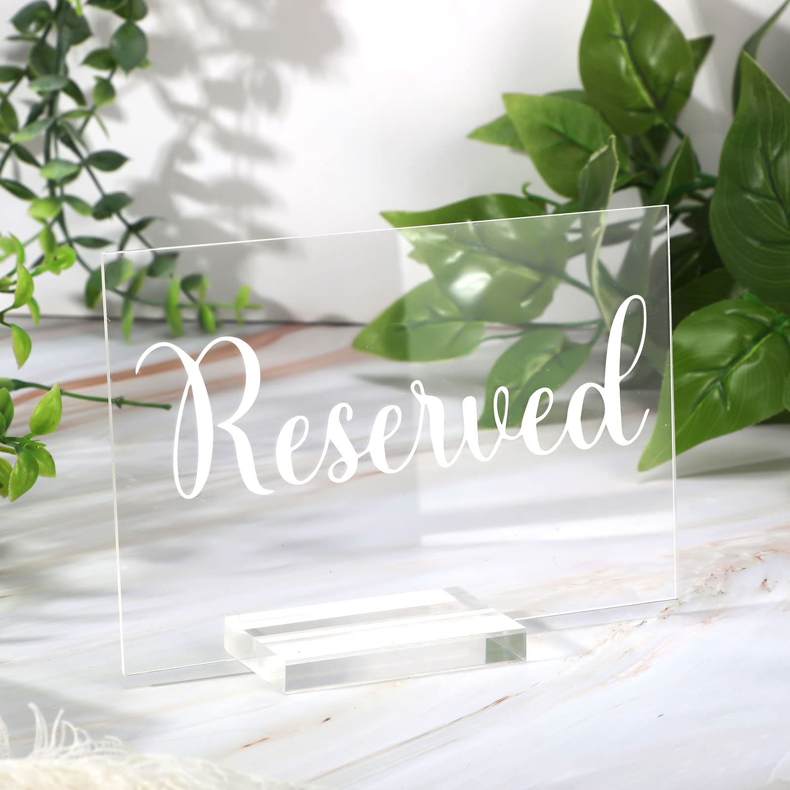 10 Sets Reserved Table Signs Clear Acrylic Wedding Signs Freestanding Reserved Signs with Holder Reserved Table Tent Sign for Seating Reception Restaurant Wedding Birthday Ceremony Decor Reservation