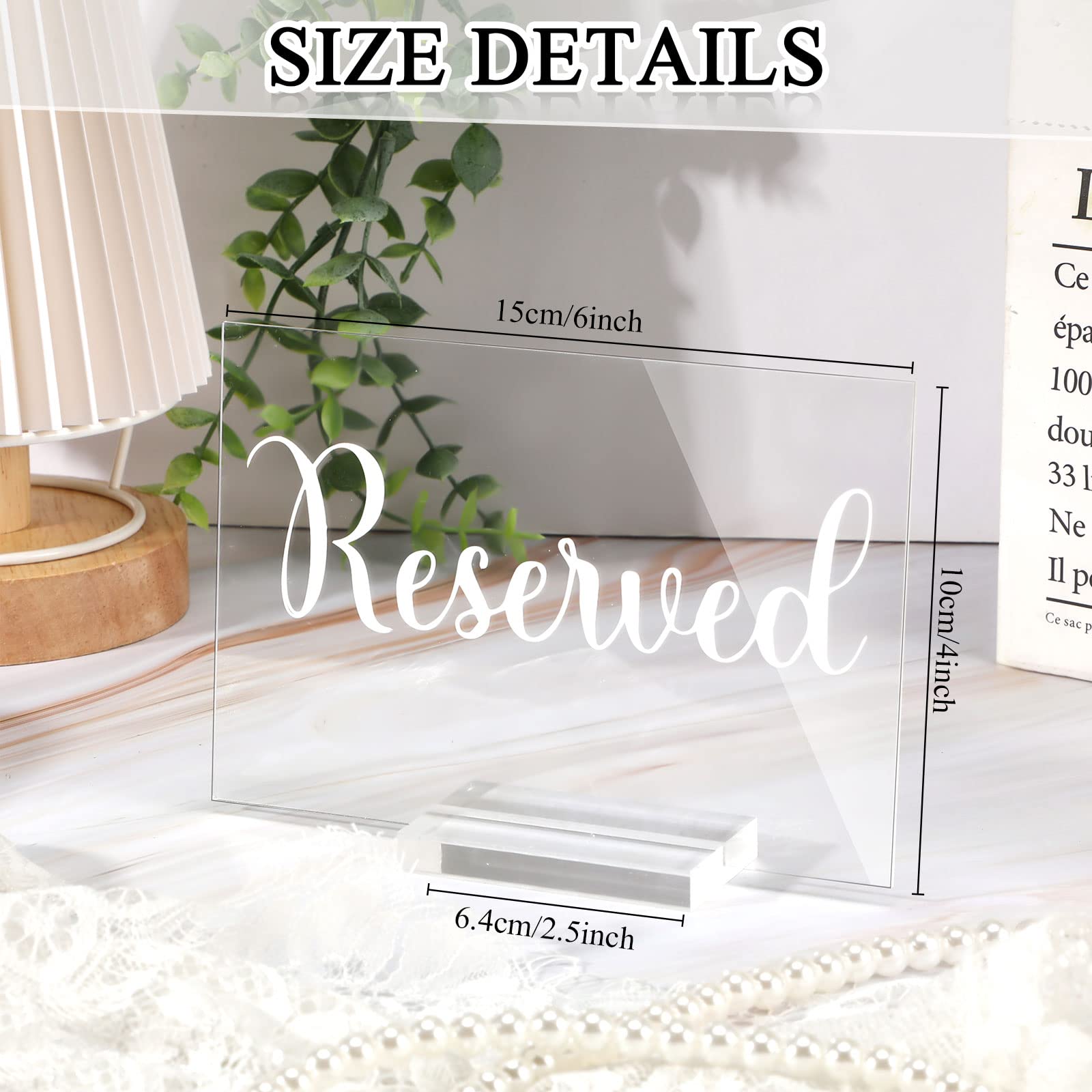 10 Sets Reserved Table Signs Clear Acrylic Wedding Signs Freestanding Reserved Signs with Holder Reserved Table Tent Sign for Seating Reception Restaurant Wedding Birthday Ceremony Decor Reservation