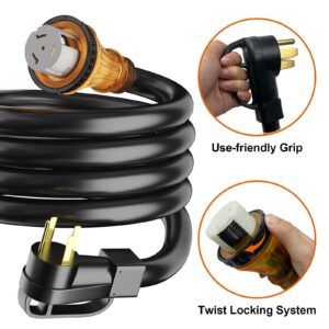 50 Amp Generator Extension Cord 10 FT and 50 Amp Power Inlet Box Pre-Drilled, 125V/250V 12500W Generator Power Cord NEMA14-50P/SS2-50R Twist Lock Connector, ETL Listed