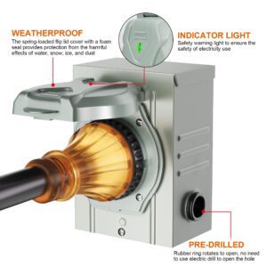 50 Amp Generator Extension Cord 10 FT and 50 Amp Power Inlet Box Pre-Drilled, 125V/250V 12500W Generator Power Cord NEMA14-50P/SS2-50R Twist Lock Connector, ETL Listed