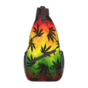 jshxjbwr marijuana leaves cannabis plant unisex sling backpack crossbody shoulder bags for men women small daypacks chest bag with adjustable strap hiking travel runners gym sport outdoor cycling