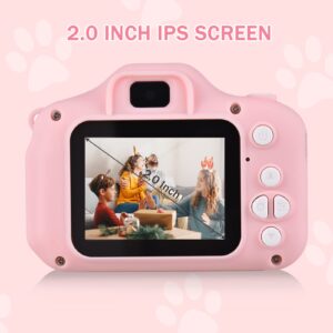 XIXIAN Mini Cartoon Kids Digital Camera 1080P Digital Video Camera for Kids Dual Lens 2.0 Inch IPS Screen Built-in Battery Cute Photo Frames Interesting Games with Neck Strap Birthday f