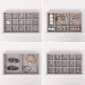 Fixwal Earring Organizer with 5 Drawers, Acrylic Jewelry Organizer, Jewelry Box, Velvet Earring Holder Organizer for Earrings, Ring, Bracelet, Necklace (Gray)