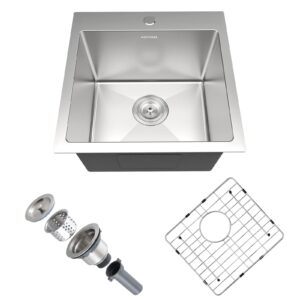 aschael bar sink drop in,18x18x10 inch top mount kitchen sink 16 gauge stainless steel sink single bowl kitchen sinks, deep kitchen sink bar prep sink rv sink
