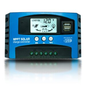 powlsojx 60a solar charge controller 12v/24v auto-adapting, mppt technology, and multiple protection features (60a)