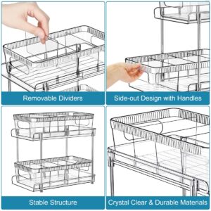 YOOMIDDA Bathroom Storage Organizer with Dividers, Multi-Purpose Kitchen Under Sink Organizers and Storage Slide-Out, Closet Organization, Kitchen Pantry Cabinet Medicine Bins (2 Tier)