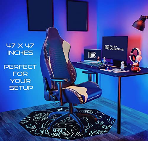 Blek Designs - (47” x 47”) Anti-Slip Gaming Chair Mat, Office Chair Mat for Hardwood Floor & Tile, Scratch Resistant Desk Chair Mat, Rug for Rolling Chair, Computer Chair Mat for Home Office, Pack-1