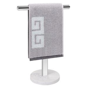 nearmoon t-shape hand towel holder-bathroom towel rack-stand with balanced base towel bar for bathroom kitchen vanity countertop, modern stand towel ring with marble base (16 inch, chrome)