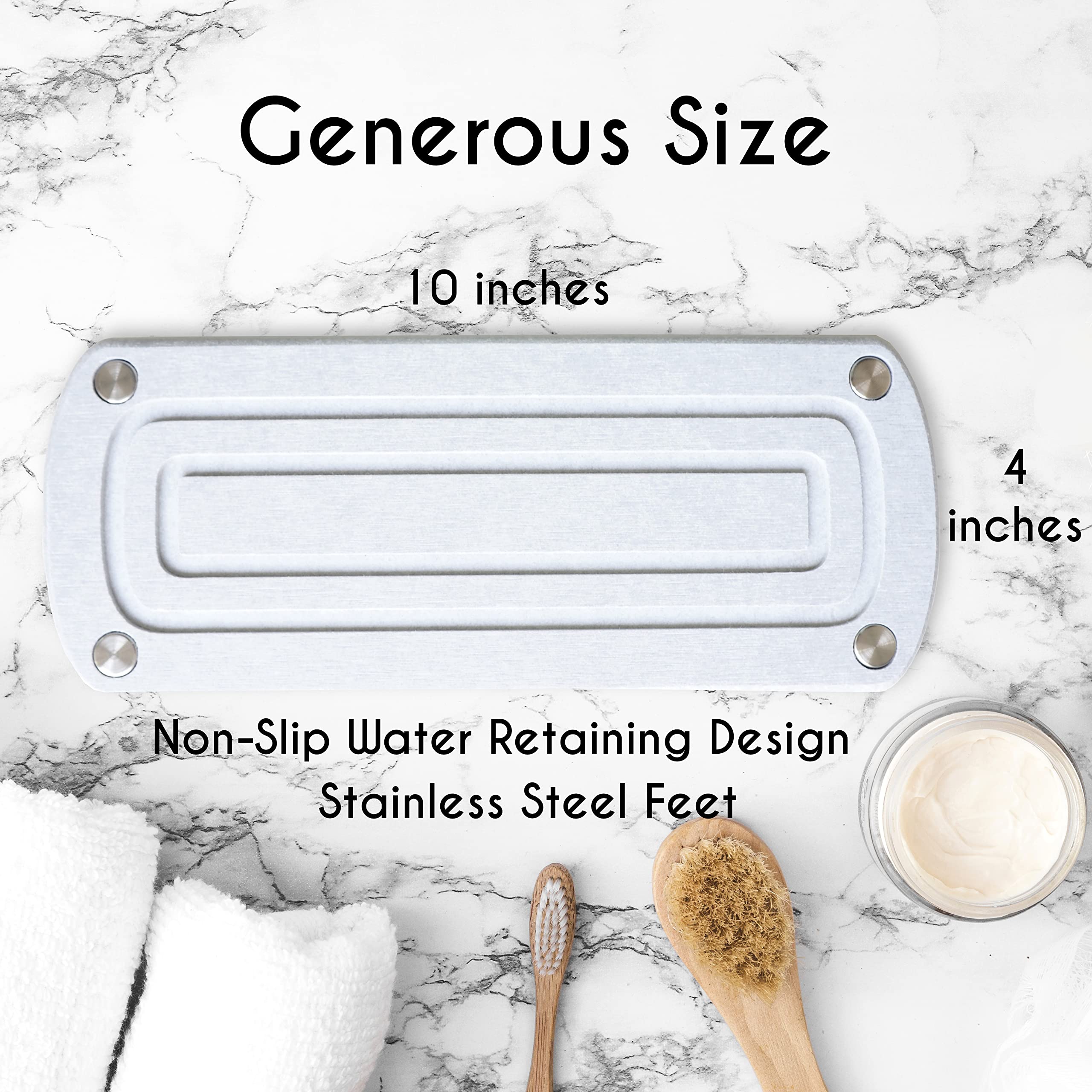 Evovee Stone Sink Caddy Fast Drying Stone Instant Dry Sink Organizer Bathroom Diatomaceous Earth Drying Stone For Kitchen Counter Sink Tray for Soap Bottles