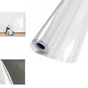 muguoy electrostatic absorption wall protective film,self-adhesive removable clear wall protector,oil proof waterproof kitchen furniture sticker,no glue easy to clean wallpaper. (17.7 * 393.7 inch)