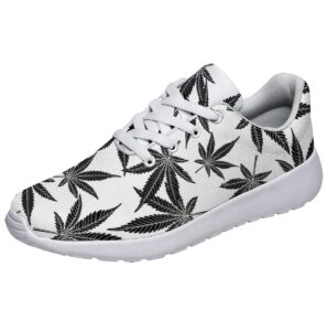 unisex marijuana leaf shoes fashion weed 420 sneakers mesh walking athletic cannabis shoes for men women white size 6