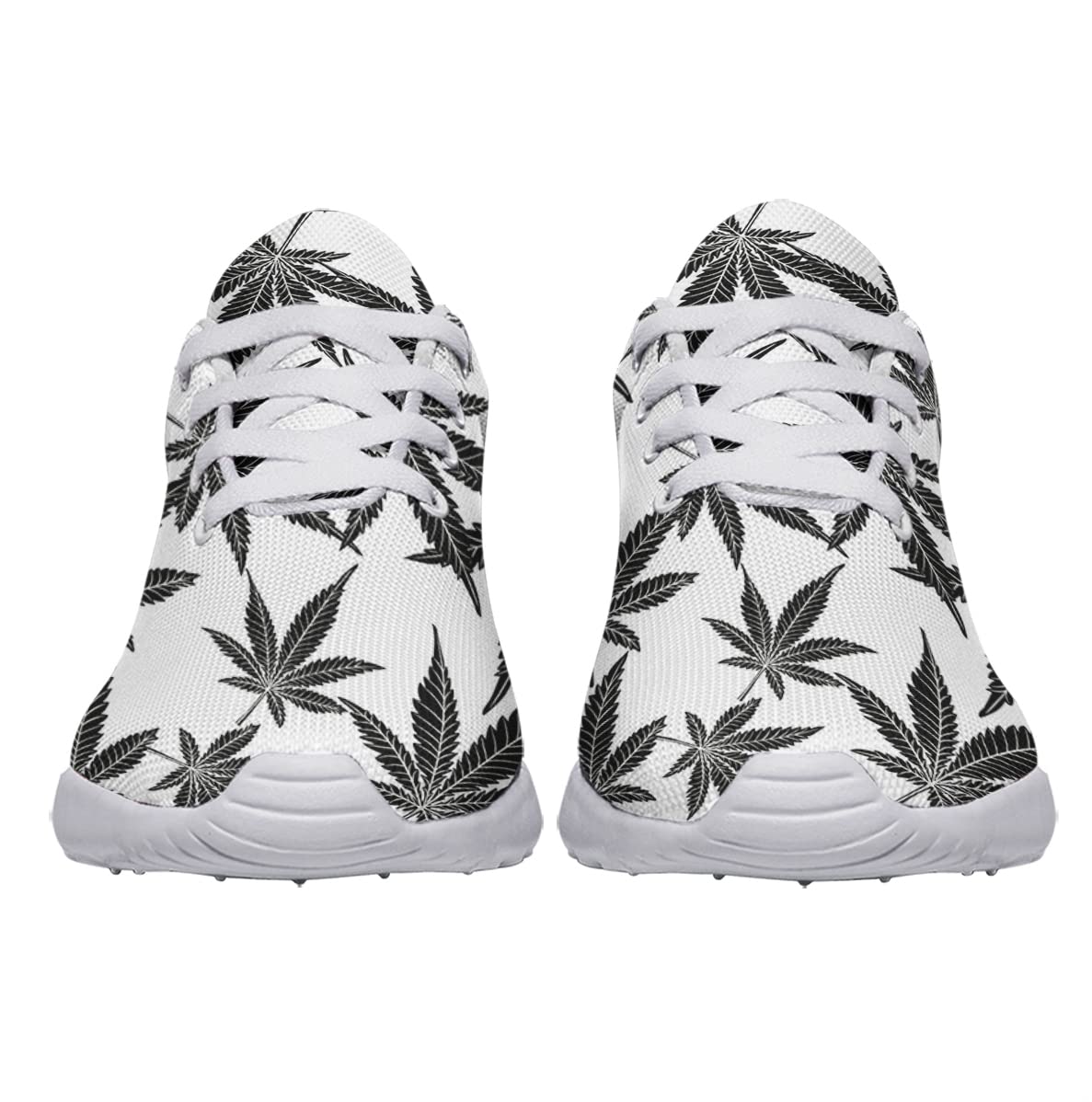 Unisex Marijuana Leaf Shoes Fashion Weed 420 Sneakers Mesh Walking Athletic Cannabis Shoes for Men Women White Size 6