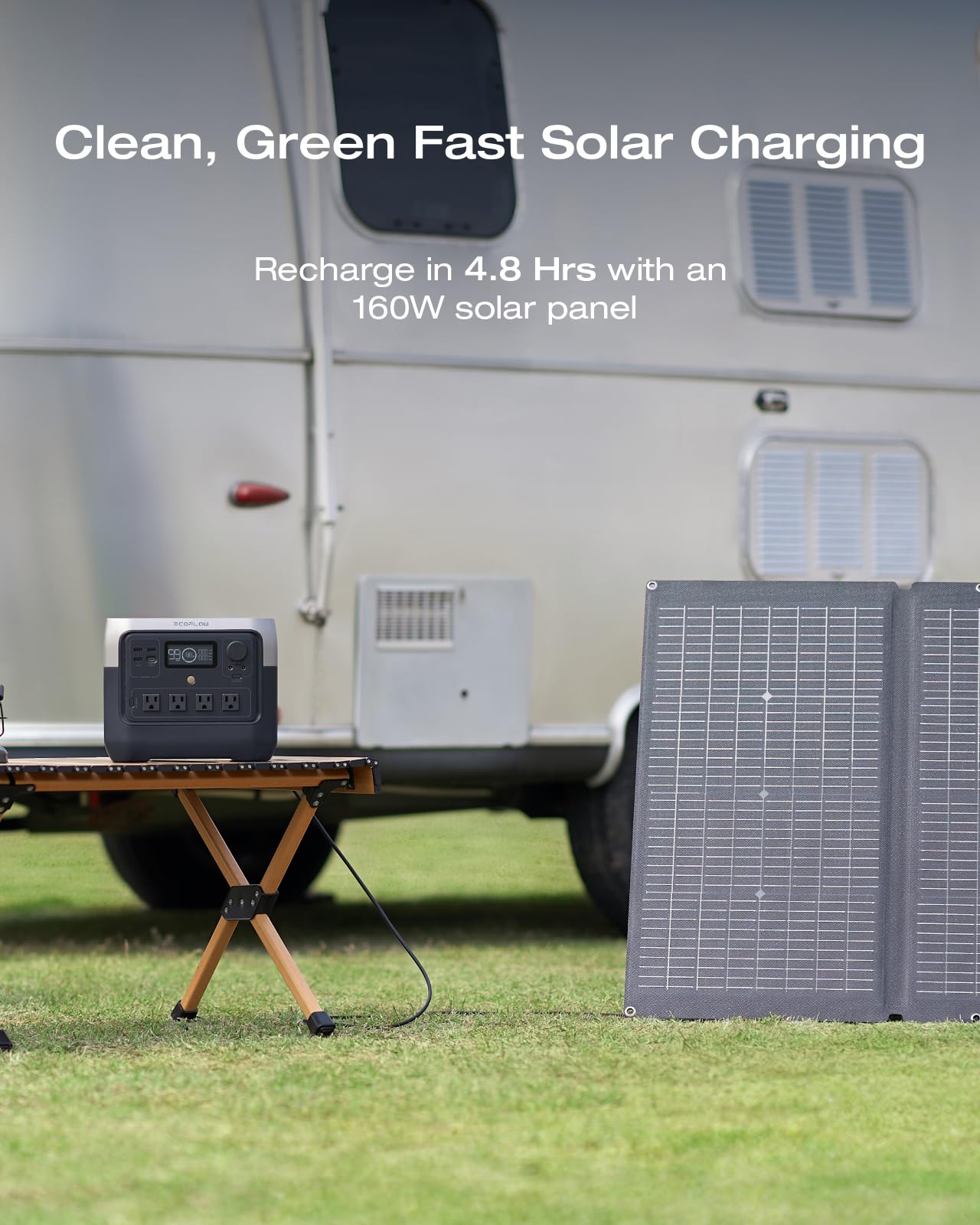 EF ECOFLOW Solar Generator RIVER 2 Pro 768Wh Portable Power Station & 160W Portable Solar Panel LiFePO4 Battery 70 Min Fully Charged, 4×AC, For Camping, RV, Home Backup