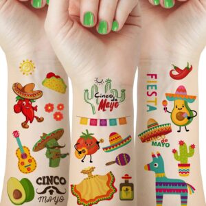 75 pieces fiesta party supplies tattoos for kids, mexican cinco de mayo party decorations favors, final fiesta taco bachelorette fake tattoos stickers for adult boys girls