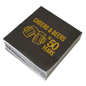 cheers to 50 years napkins pack of 50 happy 50th birthday cocktail napkins 50th wedding anniversary paper disposable party napkins beverage napkins 3 ply