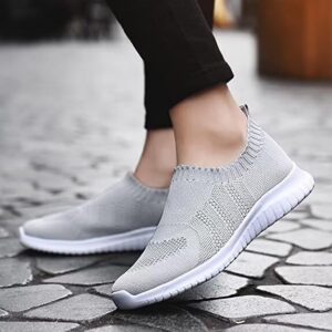 LANCROP Women's Lightweight Walking Shoes - Casual Breathable Mesh Slip On Sneakers Wide 6.5 US, Label 37 All White