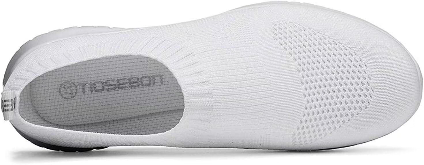 LANCROP Women's Lightweight Walking Shoes - Casual Breathable Mesh Slip On Sneakers Wide 6.5 US, Label 37 All White