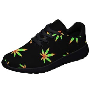 marijuana leaf shoes men fashion weed 420 sneakers women mesh walking athletic cannabis shoes black size 10.5