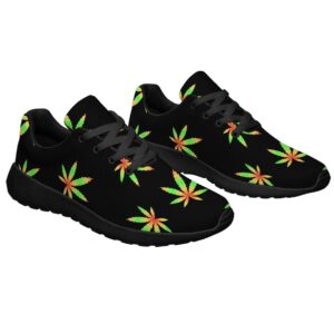 Marijuana Leaf Shoes Men Fashion Weed 420 Sneakers Women Mesh Walking Athletic Cannabis Shoes Black Size 10.5