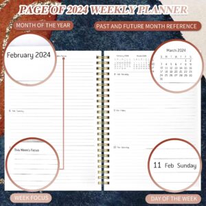 2024 Planner - Academic Weekly & Monthly Planner with Monthly Tabs, Daily Planner Yearly Agenda Calendar Organizer, Hardcover Elastic Closure 6.4" x 8.5", Beautiful Abstract Notebook