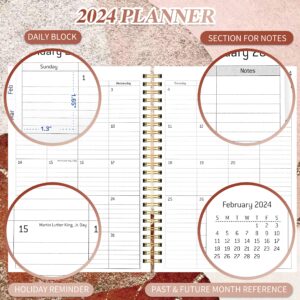 2024 Planner - Academic Weekly & Monthly Planner with Monthly Tabs, Daily Planner Yearly Agenda Calendar Organizer, Hardcover Elastic Closure 6.4" x 8.5", Beautiful Abstract Notebook