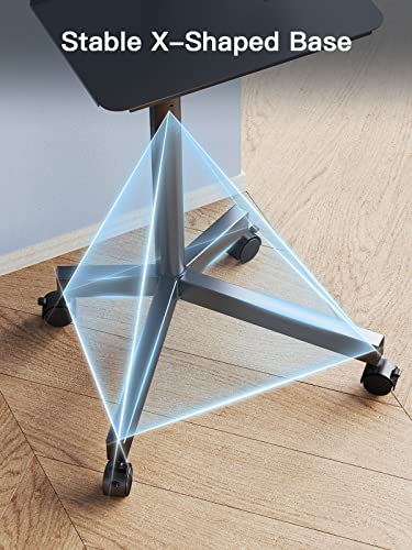 PERLESMITH Mobile TV Cart with Wheels for 23-60 Inch LCD LED OLED Flat Curved Screen Outdoor TVs Height Adjustable Shelf Floor Stand Holds up to 55lbs Monitor TV Holder with Tray Max VESA 400x400mm