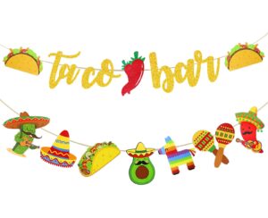 rismise fiesta taco bar banner garland 2 set mexican fiesta party banner with cactus donkey maraca sombrero taco pepper for mexican cinco de mayo fiesta theme party decorations