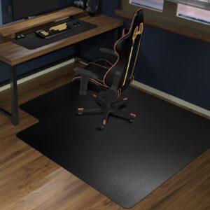 sallous chair mat for hard floor, 63" x 51" vinyl office chair mat with lip, slip-resistant floor protector desk mat for home - not for carpet (black)