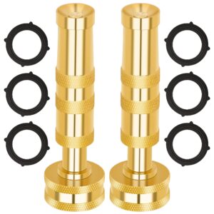 automan brass hose nozzle – high pressure jet nozzles 2 pack, heavy duty sprayer for garden hoses, adjustable spray gun, solid twist water hose nozzle for patio, lawn, car wash, extra 6 rubber washers